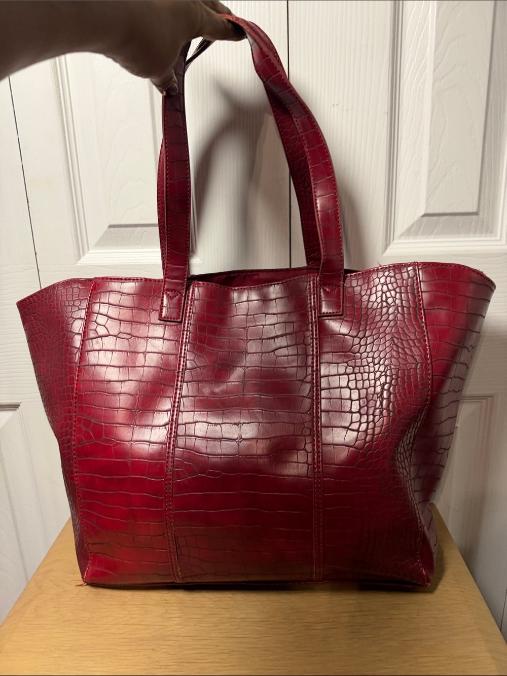 Neiman Marcus Red Croc-Embossed Tote Bag - Women's Carryall